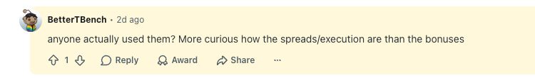 Reddit comment asking about GO Markets spreads and execution